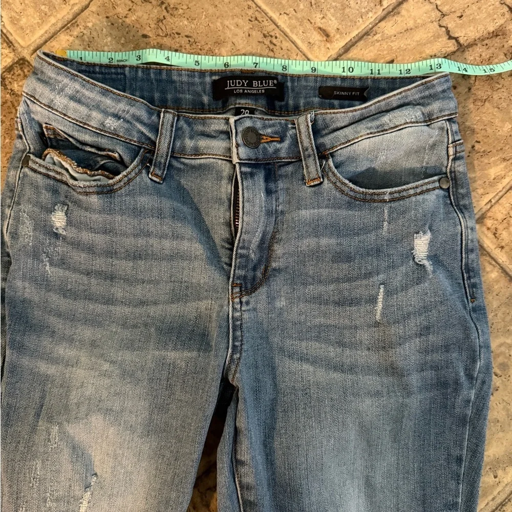 Judy Blue Light Blue Distressed Skinny Jeans - Picture 2 of 3